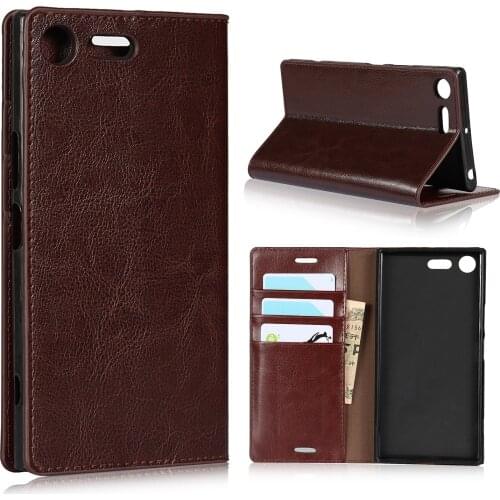 For Sony Xperia XZ Premium Case 5.46" 100% Natural Genuine Leather Skin Phone Case On For Sony XZ Premium Flip Wallet Book Cover