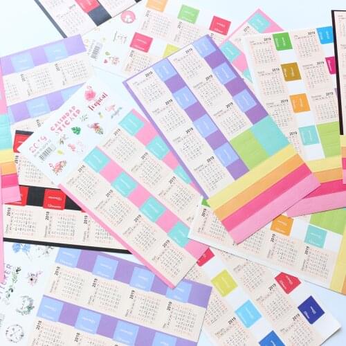 Domikee new 2019 year calendar monthly time cute cartoon index label stickers for diary planner notebooks stationery,4packs