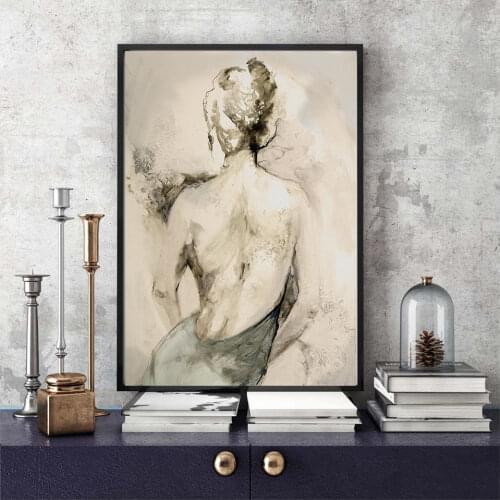 European Classical Body Art Canvas Painting Abstract Beauty Back Sketch Poster Nordic Minimalist Living Room Decoration Pictures