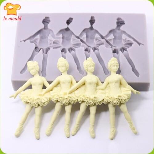 2019 new fondant cake mold dolls ballet dancer soft clay doll face model head mold food grade silicone