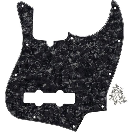 FLEOR Black Pearl Jazz JB Bass Guitar Pickguard Pick Guard Scratch Plate 4Ply & Screws for 10 Hole Electric Bass Parts
