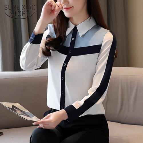 Fashion Female Autumn Square Collar Shirts Simple Korean Spring Loose Chiffon Long Sleeve Casual Women Tops and Blouses 8398 50