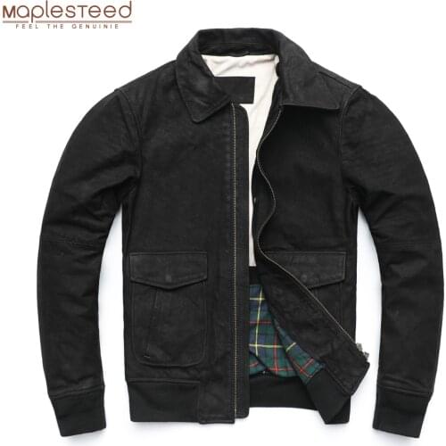 Maplesteed Pilot Leather Jacket Men Air Force Flight A2 Bomber Leather Jacket 100% Genuine Cowhide Or Goatskin Asian Size M228