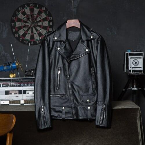 Men Genuine Leather Jacket 100% Real Cowhide Male Skin Coat Motorcycle Clothing Autumn Asian Size Wholesale Drop Shipping