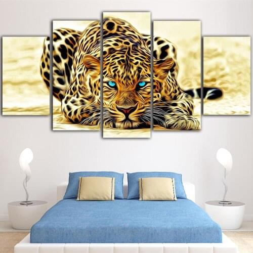 Canvas Poster Modern Leopard Home Decor Print Wild Animals Painting Wall Artwork Vintage Modular Picture For Living Room Frame