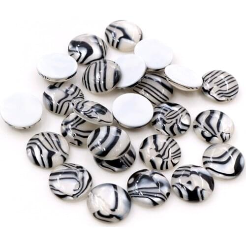 New Fashion 40pcs 12mm zebra Style Color Flat Back Resin Cabochons Cameo G7-42