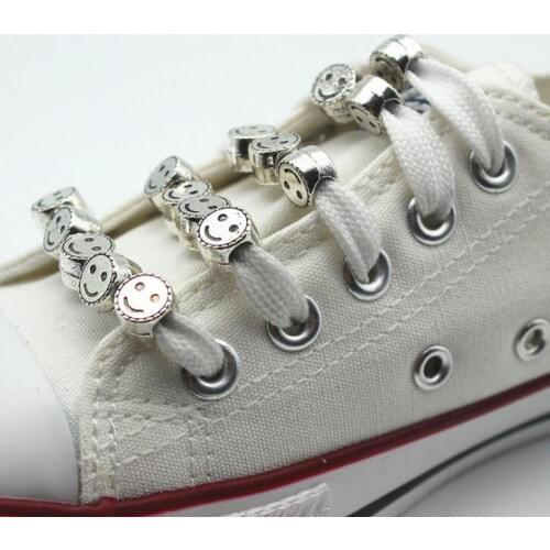 New Design Vintage Silver Zinc Alloy Smiling Face Beaded Shoes Decorations 12 Pieces/Lot