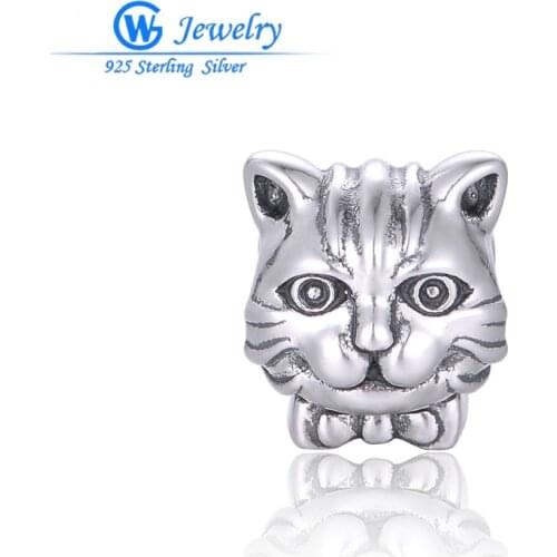 Cute Cat Charms Fashion Jewelry New 925 Silver DIY Fits Bracelets Pendant T185H20