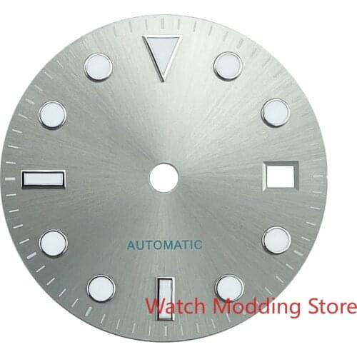 Fit Miyota8215 ETA2824 PT5000 Mov't 28.5mm Super Blue Luminous Silver Sunbrushed Watch Dial Parts Yacht-Master Style