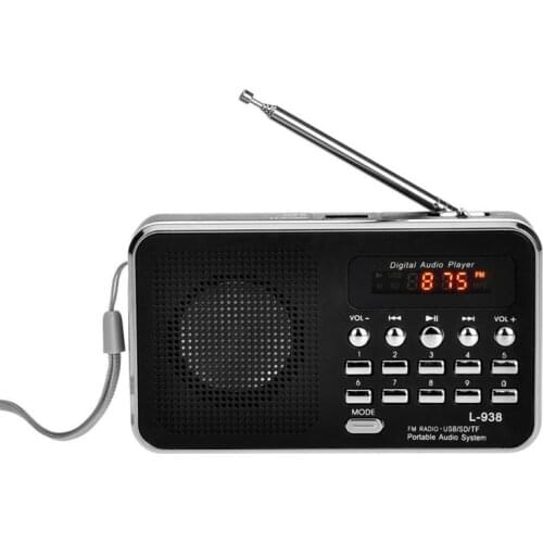 L-938 Portable FM Radio Rechargeable Mini Digital LED MP3 Speaker Player Support TF SD Card Playing AUX Input Loudspeaker