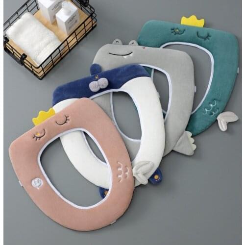 Toilet seat, easy to install, washable standard toilet seat, with handle, soft and thick bathroom warm seat (ellipse)