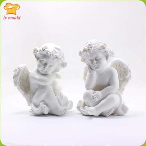 LX MOULD Stereo Angel Silicone Mould Doll Wreath Handmade Soap Mould Candle Mold