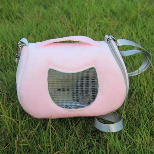 Pet Carrier Bag Outdoor Hamster Travel Shoulder Bag Breathable Mesh Carrying Cage Squirrel Hedgehog Mouse Small Animal Bed House