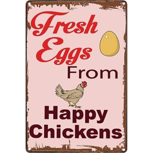 Fresh Eggs from The Happy Chickens Novelty Parking Retro Metal Tin Sign Plaque Poster Wall Decor Art Shabby Chic Gift
