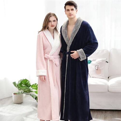 Теплый халат Long section nightgown Yamama female thick couple robe bathrobe male fashion pajamas bridal wedding dressing gown