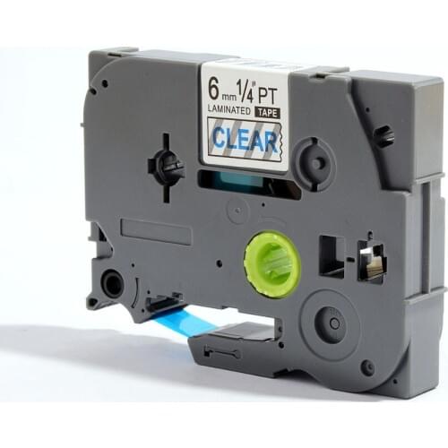 TZ LAMINATED TZE-113 TZe113 tz113 tz-113 p touch 6mm BLUE ON CLEAR LABEL TAPE TZe 113 TAPES Ptouch LABEL