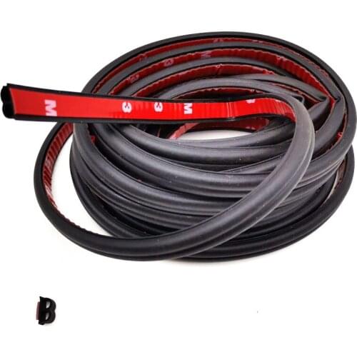 5M Universal B Shape Car Door Edge Rubber Weather Seal Strip Weatherstrip