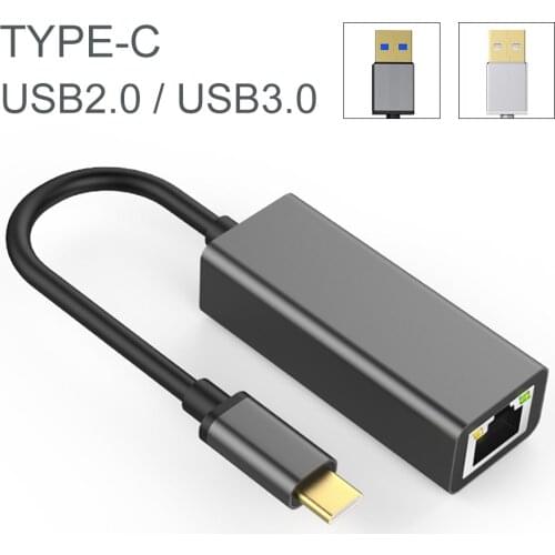 Aluminum alloy USB 3.0 USB-C to RJ45 Lan Adapter for Tablet MacBook Pro Samsung Xiaomi Type-C Network Card USB 1000Mbps Ethernet