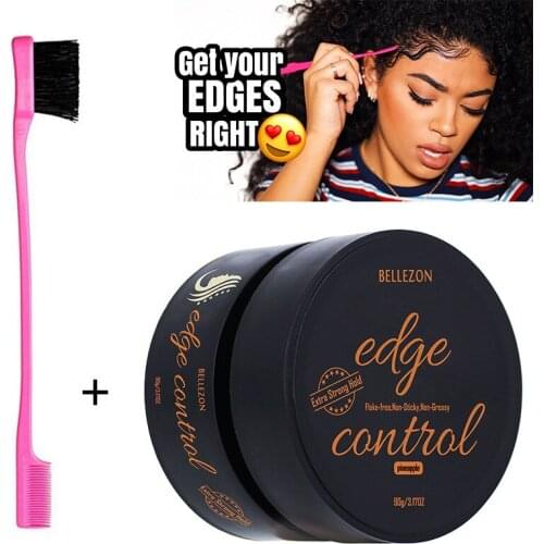 90g Edge Control Sideburn Hair Wax Set Shaping Lasting No White Scraps Chopped Hair Finishing Artifact with Brush