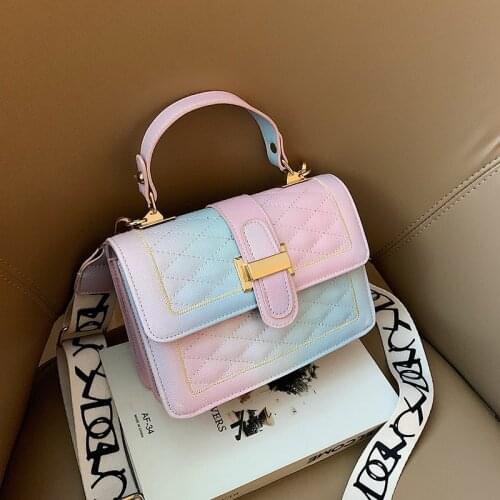 Fashion lock PU shoulder bags women handbags luxury embroidery thread crossbody square handbags