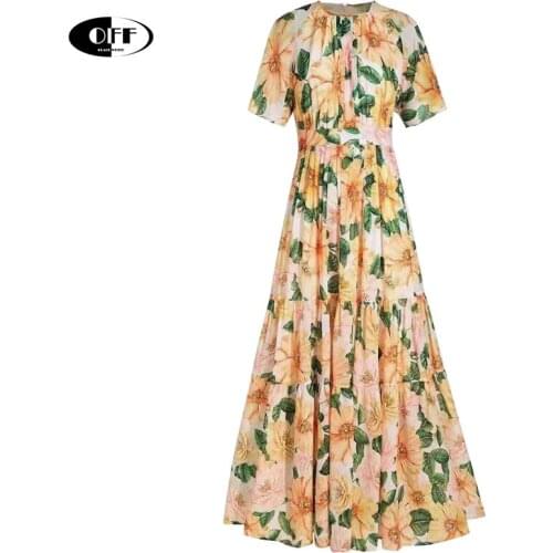 Designer Runway Summer Fashion Beach Boho Maxi Dresses Women Elegant Flower Printed Vacation Party Evening Long Dresses Vestidos