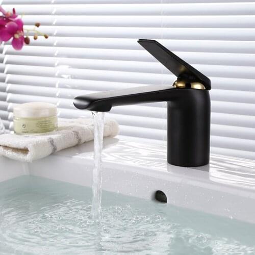 Du Bao golden basin all copper faucet extended outlet nozzle ceramic basin bathroom black Basin