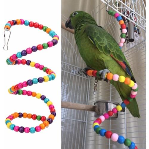 100CM Parrots Toys Rainbow Swing Exercise Toy for Hamster Parrot Parakeet Wooden Bird Ladder Stairs Funny Pet Toys