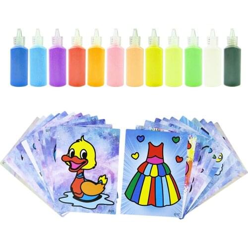 12PCS Creative DIY Sand Painting Kids Montessori Toys Painting Cards Children Gifts Artwork Crafts Early Educational Learning