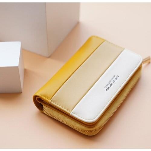 2020 Fashion Women Short Wallets Patchwork Cute Purses Card Holder Woman Small Zipper Wallet With Coin Purse portfel damski