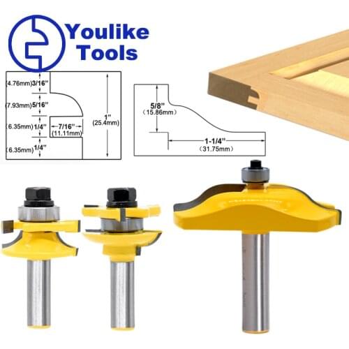 3PC 12mm Shank high quality Raised Panel Cabinet Door Router Bit Sets Woodworking cutter woodworking router bits