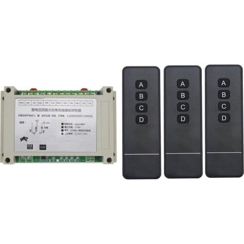 AC220 380V 4CH RF Wireless Remote Control Relay Switch Security System Garage Doors, Electric Doors / Motor 3*transmitter