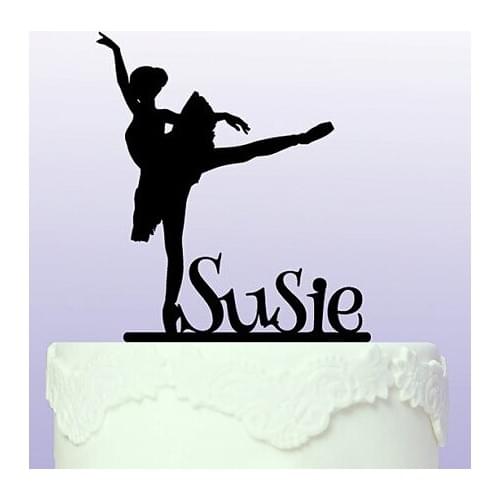Acylic Personalised first name Ballerina birthday cake topper girl princess baby shower party decorations