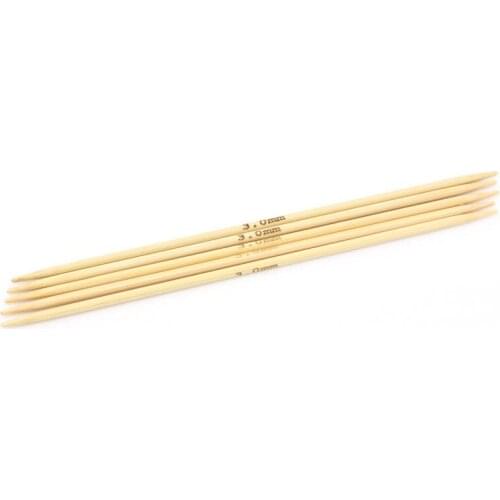 Bamboo Knitting Needles Natural Hand Sewing Smooth Crochet Hook Double Pointed DIY Accessories (UK X/3.0mm) 15cm Long, 5PCs/Set