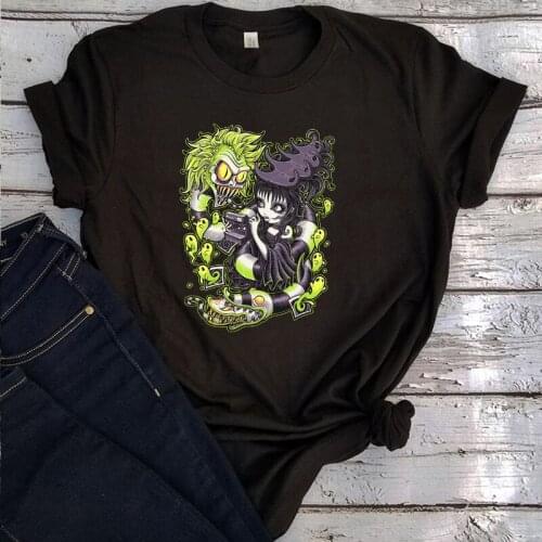 Beetlejuice Halloween Tshirts Harajuku Plus Size Horror Movie Squad Women Sexy Tops Beetlejuice Goth Clothes Vintage