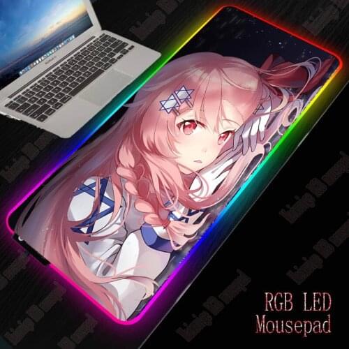 Anime Girl Large LED RGB Gaming Accessories Glow Mouse Pad 2M USB Data Cable Mousepad Gamer Computer Keyboard Pad Mat for CSGO
