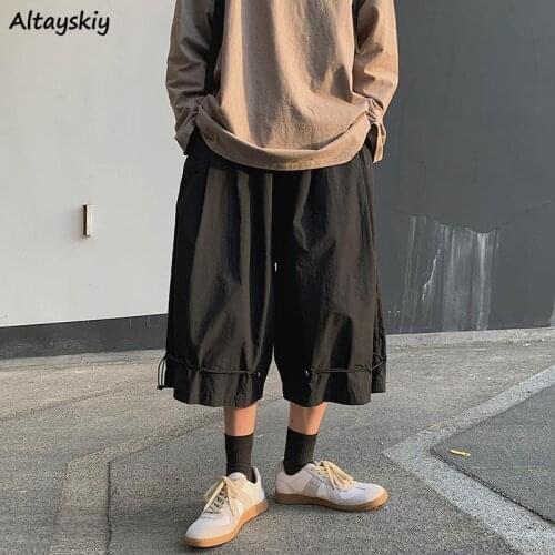 Pants Women Harajuku Loose Wide Leg Trousers Casual Simple Fashion Summer Calf-length High Waist All-match Streetwear Soft Chic