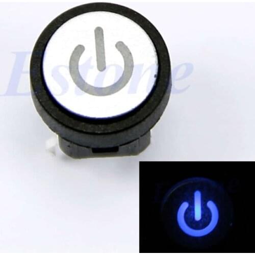 Blue Led Light Power Symbol Push Button Computer Case Switch Momentary Latching
