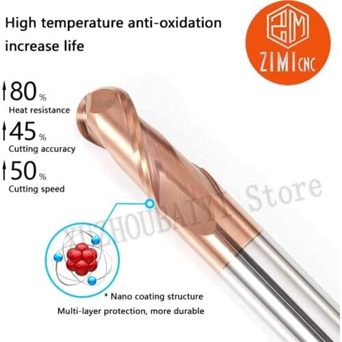 HRC55 ° tungsten steel milling cutter R ball round ball head end mill straight taper carbide metal milling cutter