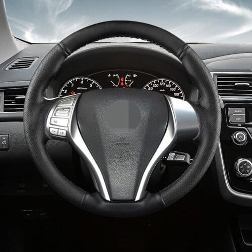 DIY Black Faux Leather Car steering wheel covers For Nissan X-Trail T32 2017 2018 Teana Altima 2013 2014 2015 2016