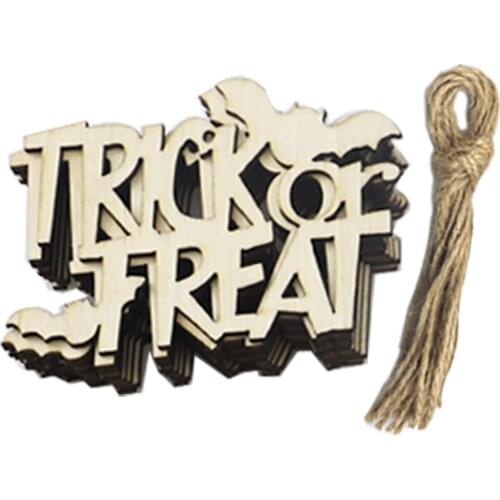 Halloween Wooden Slices Cutouts Halloween DIY Crafts Decorations Blank Hanging Gift Tags Ornaments for Kids Party Favor Supplies