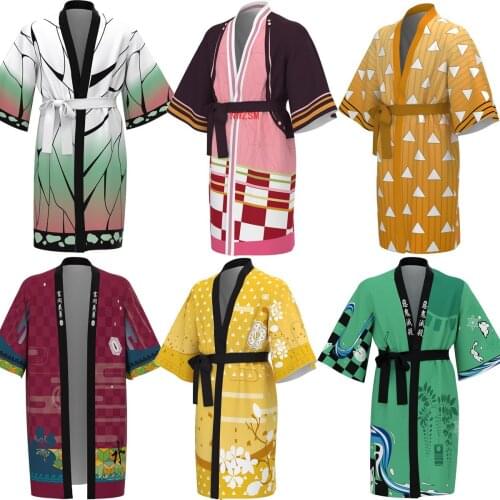 Women/Men Summer Casual Cool Streetwear Demon Slayer Kimetsu no Yaiba 3D Printing Japanese Anime Kimono Haori Yukata Cosplay