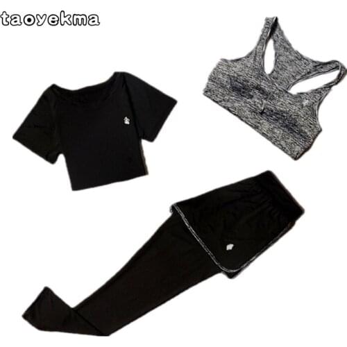 High Waist Yoga Set 3pcs Set Sportswear for Women Sports Bra Fitness Clothing Women Sports Shorts Gym Workout Crop Top Women