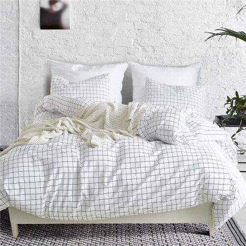 Little Lattice White Bedding Set Fashion Marble Pattern Quilt Cover Pillowcase US Twin EU Single Adults Bed Duvet Cover Set