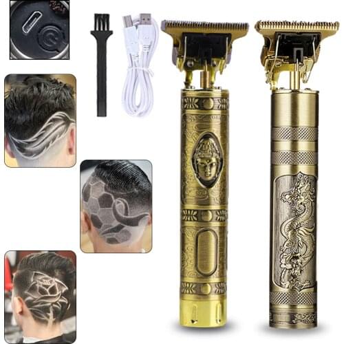 T-Type Head Bald Head Rechargeable Hair Clipper Mower Trimmer Barber Shaving Machine Vintage Cordless Haircut Men Cutter Shaver