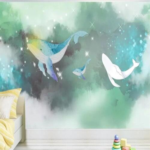 Milofi custom 3D wallpaper mural whale cartoon childrens room starry sky background wall living room bedroom decoration wallpap