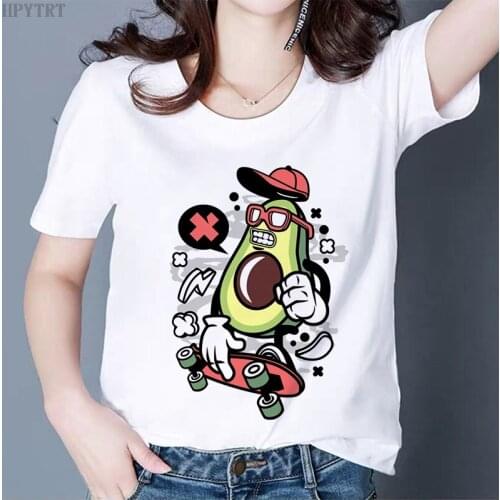 Fashion Hipster Cartoon Avocado Short Sleeve T Shirt New Summer Women Harajuku T-shirt Korean Tshirt Tops Tees Female Clothing