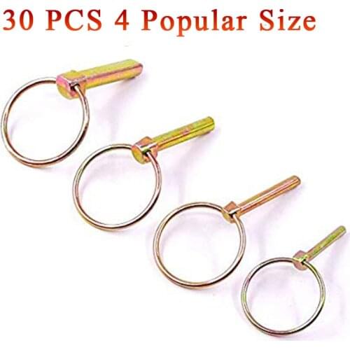 30Pcs Heavy Duty Lynch Pin Assortment Kit for Farm Tractors Trailers Trucks Mowers cars trucks trailers ATVs mowers Accessories