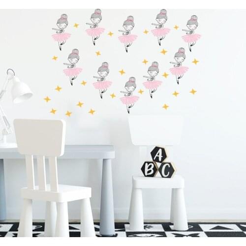 Cartoon Ballet Girl Wall Sticker for Kids Room Decoration Nursery Mural Girl Bedroom Living Room Wall Decor for Furniture Decals