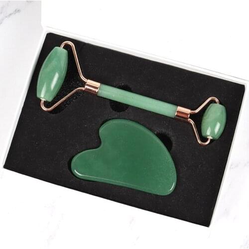 Natural Stone Face Roller Wholesale Jade Aventurine Crystal Massager Facial Body Neck Health Skin Care Massage Gua Sha Detox