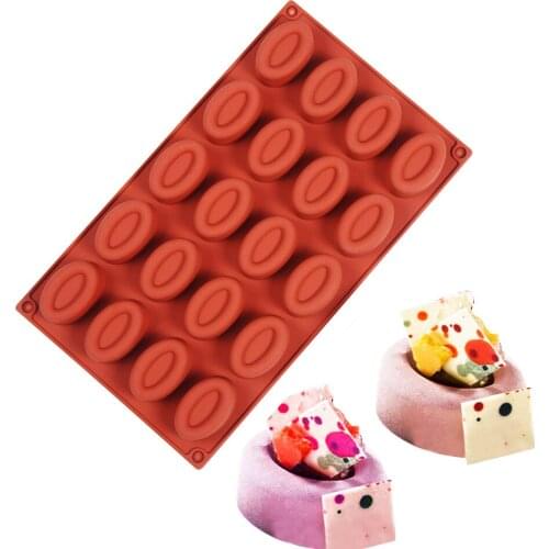 New 20-cavity Silicone Oval Doughnut Mold Small Cake Chocolate Pancake Moulds for Baking Mini Dessert Kitchen DIY Handmade Tools